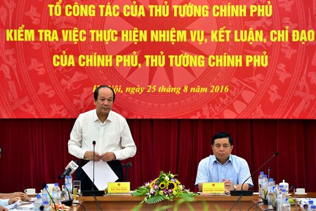 Tổ Công tác của Thủ tướng Chính phủ do Bộ trưởng, Chủ nhiệm VPCP Mai Tiến Dũng làm Tổ trưởng kiểm tra việc thực hiện nhiệm vụ, kết luận, chỉ đạo của Chính phủ, Thủ tướng Chính phủ tại Bộ Kế hoạch và Đầu tư. Ảnh: VGP