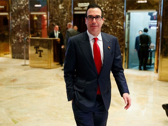 Ông Steve Mnuchin, người sẽ trở thành bộ trưởng tài chính Mỹ. Ảnh: AP.