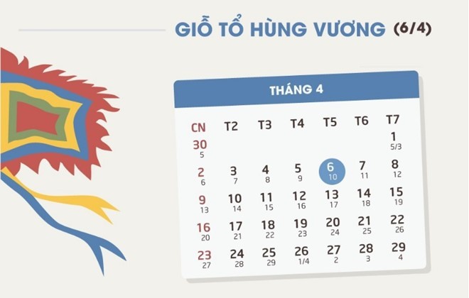 Cán bộ, công chức, viên chức được nghỉ lễ giỗ tổ Hùng Vương một ngày vào thứ năm 6/4.