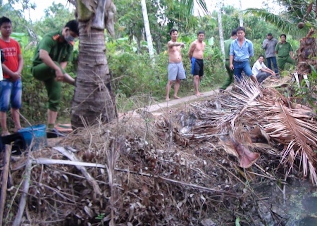 Hiện trường xảy ra vụ án. Ảnh Công an Trà Vinh.