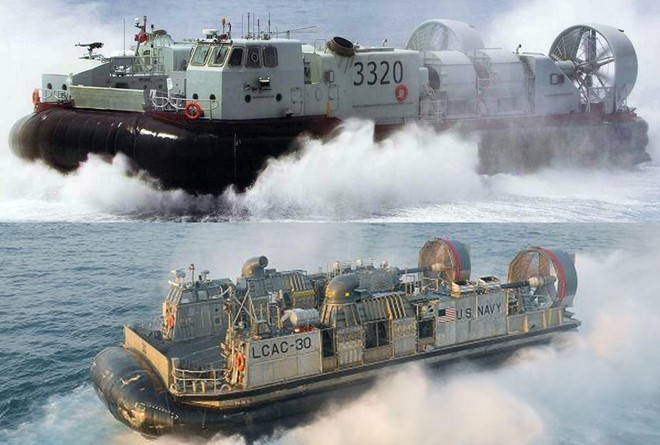 Type-726 của Trung Quốc (trên) và LCAC, Mỹ (dưới). Ảnh: Jeffhead/Military