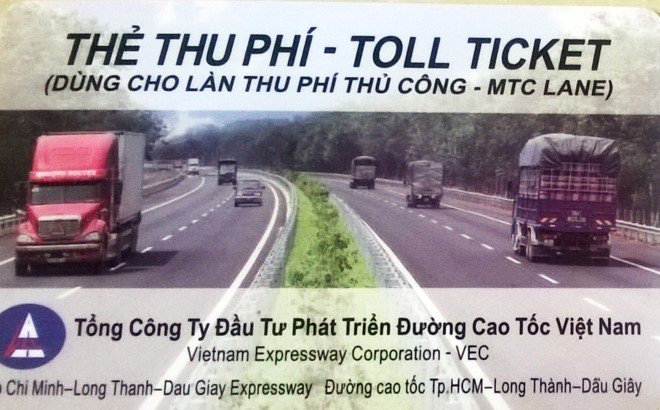 Thẻ thu phí điện tử mà VECE phát cho tài xế khi xe vào trạm. Ảnh: VECE.