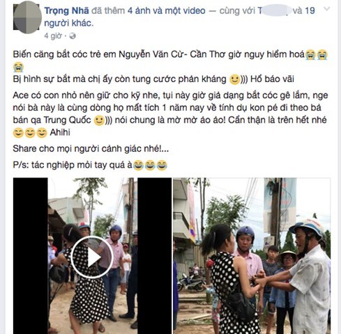 Nội dung và hình ảnh được đăng trên facebook Trọng Nhã