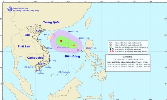 Xuất hiện áp thấp nhiệt đới trên Biển Đông