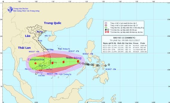 Áp thấp nhiệt đới mạnh lên thành bão,giật cấp 14