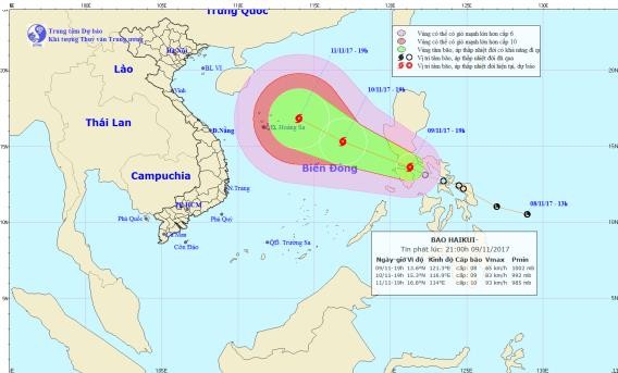 Đường đi của cơn Haikui. Ảnh:TTKTTVTW