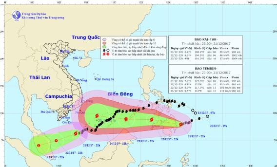 Hình ảnh đường đi của bão. Ảnh:TTKTTVQG