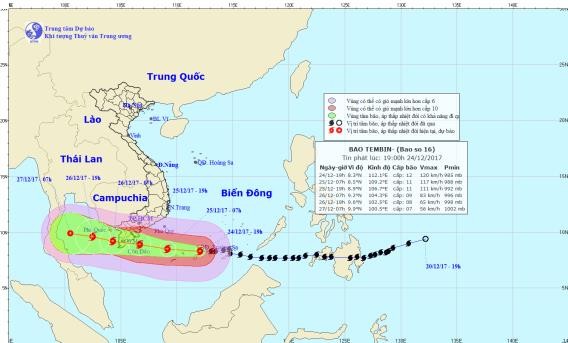 Hình ảnh đường đi của bão. Ảnh: NCHMF