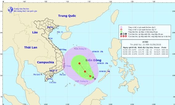 Hình thành áp thấp nhiệt đới trên biển Đông