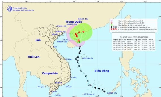 Cập nhật đường đi của cơn bão số 2