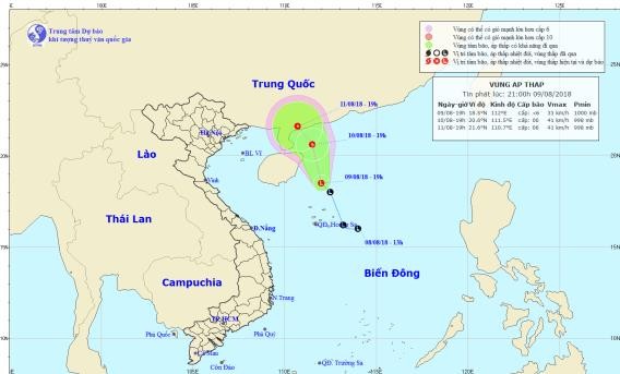 Tin về vùng áp thấp trên biển Đông