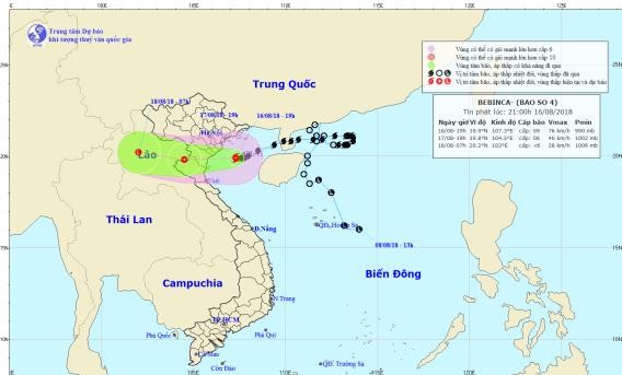 Bão số 4 di chuyền vào đất liền, gây mưa lũ nguy hiểm cho Bắc Bộ