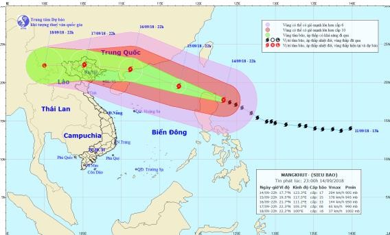 Bão MANGKHUT gây mưa rất lớn cho Bắc Bộ và Bắc Trung Bộ dịp cuối tuần