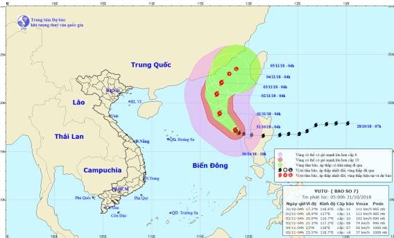 Hình ảnh đường đi của cơn bão. Ảnh: NCHMF