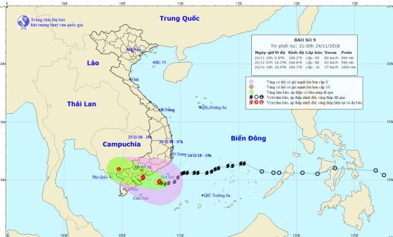 Bão Usagi càn quét bờ biển Bình Thuận-Bến Tre từ sáng sớm