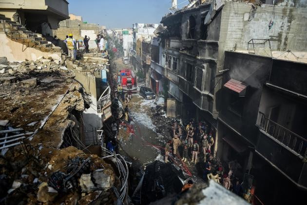 Hiện trường vụ tai nạn. Ảnh: AFP