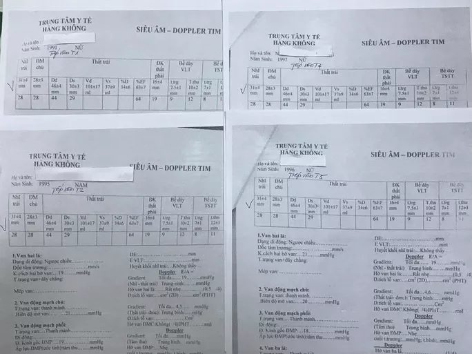 Các phiếu siêu âm tim được cho là nhân bản với các chỉ số giống hệt nhau - Nguồn: Dân Việt