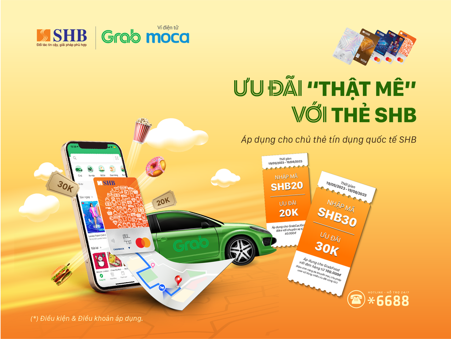 SHB tặng hàng chục ngàn mã ưu đãi Grab dành cho chủ thẻ tín dụng 