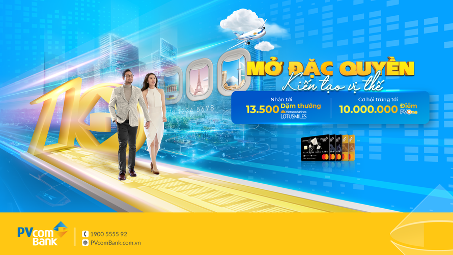 Ưu đãi lên đến 13.500 Dặm thưởng Bông Sen Vàng dành cho chủ thẻ tín dụng PVcomBank 