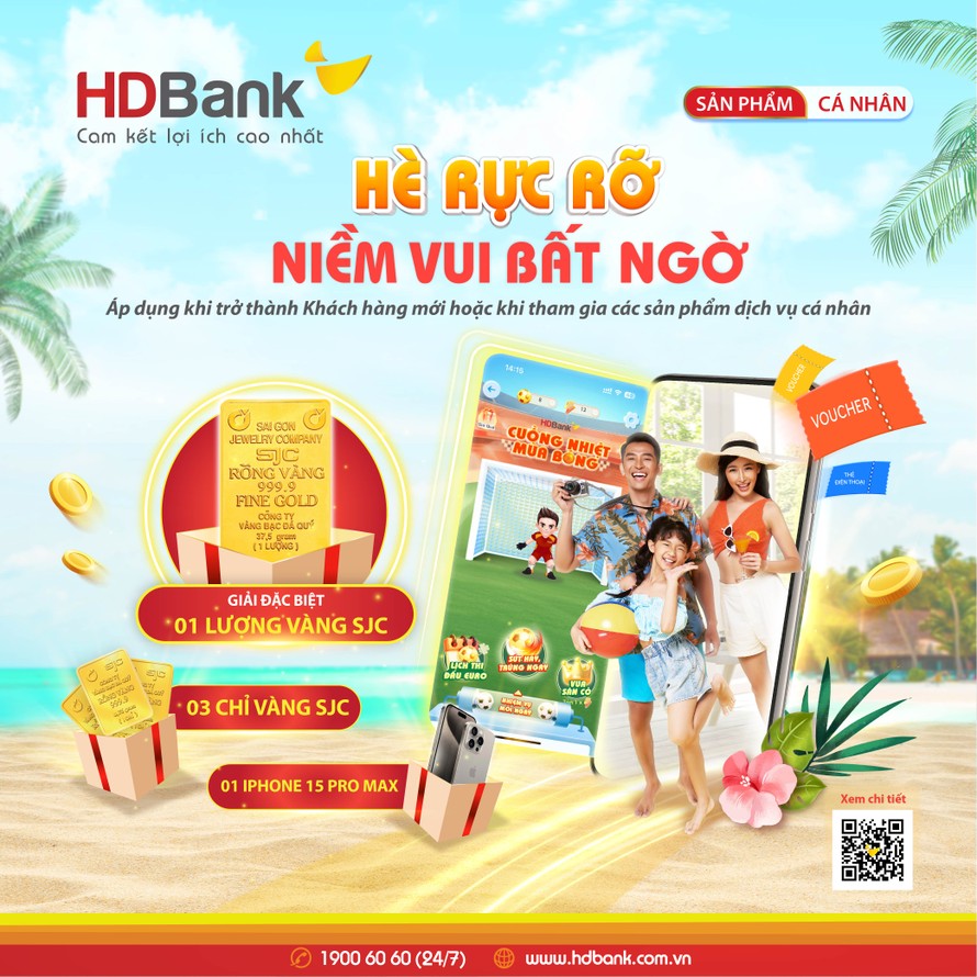 HDBank thưởng vàng SJC cho khách hàng sử dụng dịch vụ 