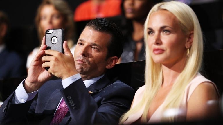 Trước khi chính thức thông báo ly hôn, Donald Trump Jr. và vợ đã không ở cùng nhau vào dịp Valentine 14/2 vừa qua. Ảnh: Town & Country Magazine