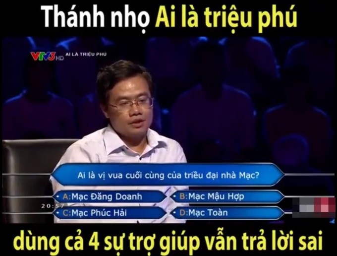 Ai là triệu phú: Xuất hiện 'thánh nhọ' dùng tới 4 sự trợ giúp vẫn tay trắng ra về