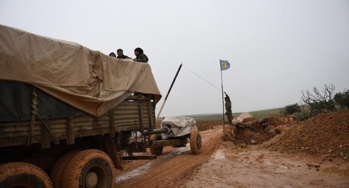 Binh lính Syria có mặt tại Manbij ở tỉnh Aleppo (Syria) vào ngày 30/12/2018.