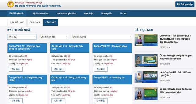 Học sinh sẽ làm bài khảo sát kiến thức trên phần mềm Hanoi Study