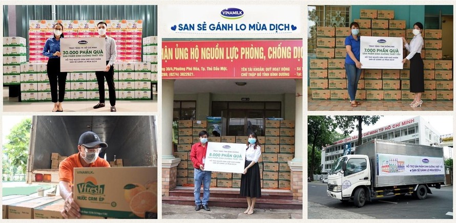 45.000 phần quà là những sản phẩm dinh dưỡng thiết yếu được Vinamilk trao tặng cho người dân, người lao động có hoàn cảnh khó khăn.