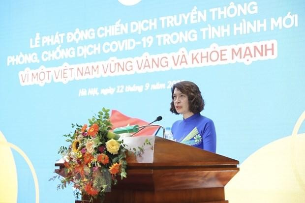 Thứ trưởng Nguyễn Thị Liên Hương phát biểu tại buổi lễ. (Ảnh: Minh Quyết/TTXVN)