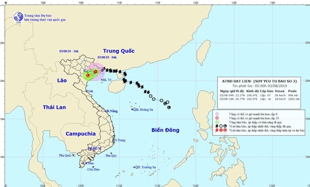 Đường đi của cơn bão số 3. (Nguồn: nchmf.gov.vn)