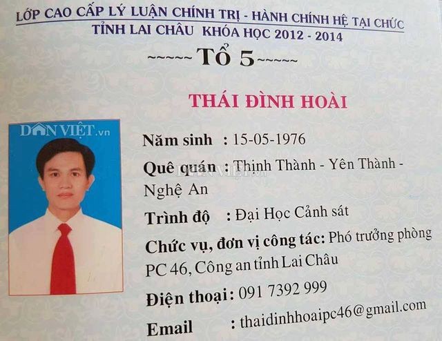 Công an tỉnh Lai Châu xác nhận ông Hoài đã dùng bằng cấp giả và đang đề xuất hình thức xử lý lên Bộ Công an. - Ảnh: Dân Việt