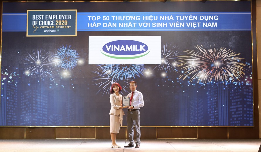 Vinamilk được bình chọn là một trong 50 thương hiệu nhà tuyển dụng hấp dẫn nhất đối với sinh viên Việt Nam 2020