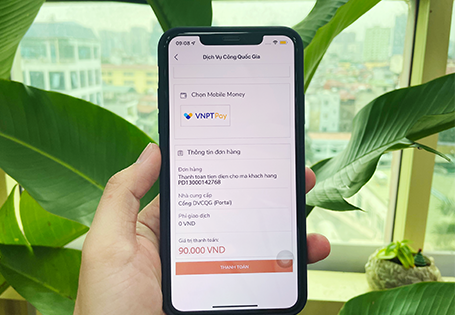 Mobile Money - VNPT Pay có thể thanh toán trên Cổng Dịch vụ công Quốc gia