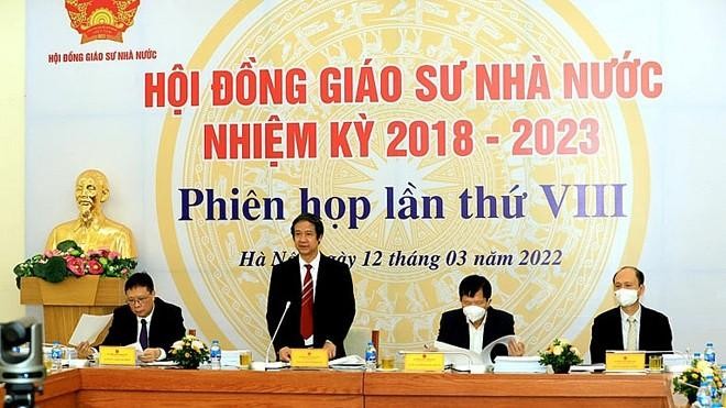 Tại Phiên họp lần thứ VIII, Hội đồng Giáo sư Nhà nước đã đánh giá kỹ lưỡng đối với từng ứng viên, xem xét kỹ cả những phản biện xã hội, về liêm chính và uy tín khoa học. (Nguồn: TTXVN)