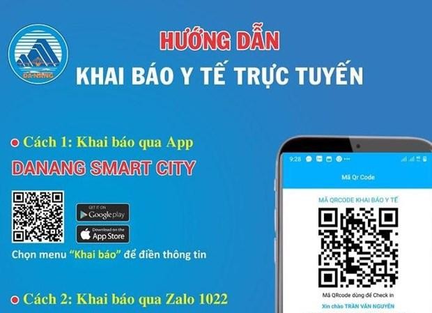 Hướng dẫn khai báo trực tuyến trên ứng dụng Danang SmartCity. (Nguồn: dsa.org.vn)