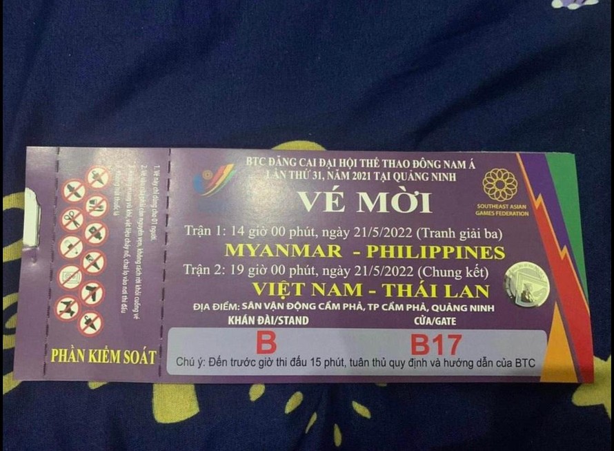 Vé trận chung kết môn bóng đá nữ SEA Games 31 đã được rao bán trên mạng xã hội. - Ảnh: Thanh Niên