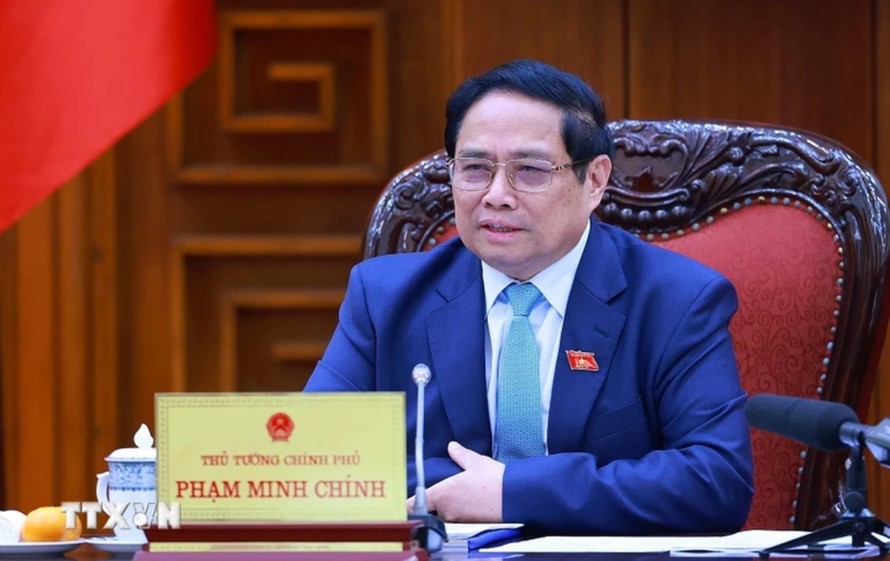 Thủ tướng Phạm Minh Chính chủ trì Phiên họp thứ nhất Ban Chỉ đạo tổng kết thực hiện Nghị quyết số 18-NQ/TW về đổi mới, sắp xếp tổ chức bộ máy. Ảnh: Dương Giang/TTXVN