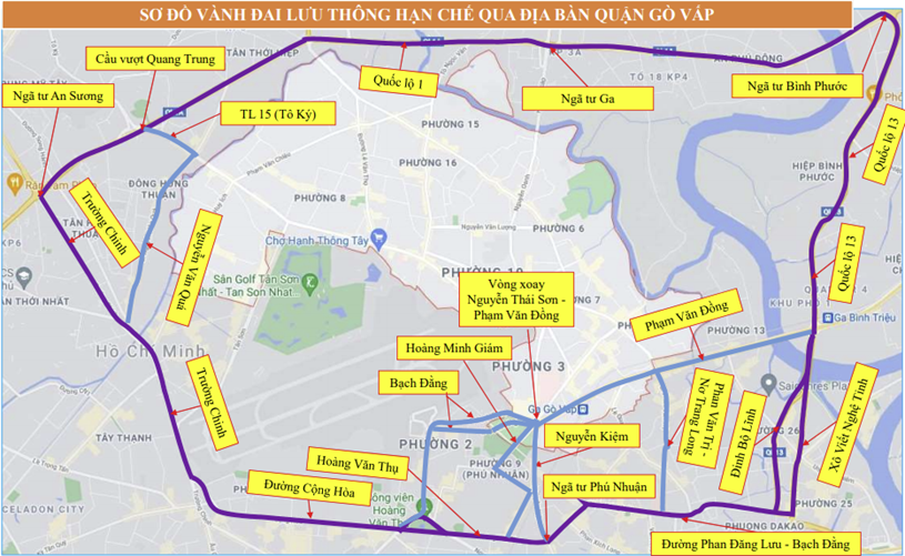 Phân luồng các phương tiệu lưu thông qua quận Gò Vấp. (Ảnh đồ họa: TTBC TP.HCM)