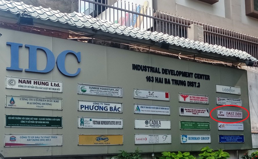 Công ty TNHH Di Trú Toàn Cầu và Cung Ứng Nguồn Nhân Lực – Fast IMM Group có trụ sở tại: Tầng 5, Tòa nhà IDC (số 163 Hai Bà Trưng, phường Võ Thị Sáu, quận 3, TP.HCM).