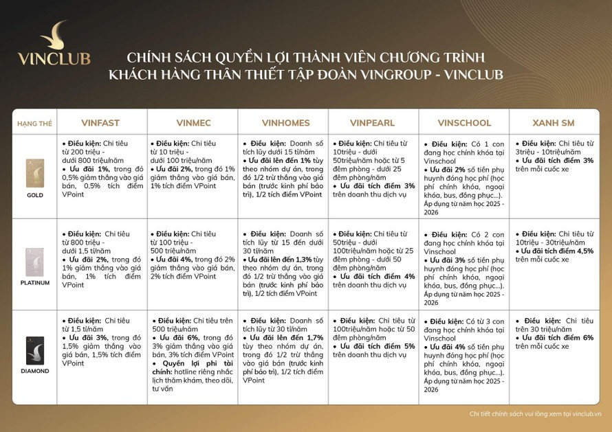 VinClub mang đến những đặc quyền hấp dẫn cho khách hàng thân thiết khi sử dụng các sản phẩm, dịch vụ thuộc hệ sinh thái Vingroup.