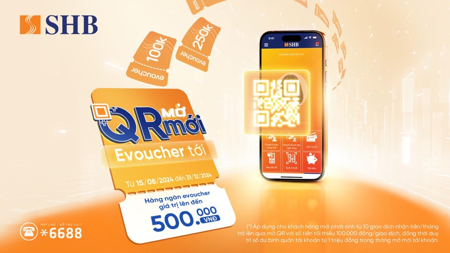 Nhận ngay E-voucher trị giá tới 500.000 VNĐ khi nhận tiền qua QRCode SHB