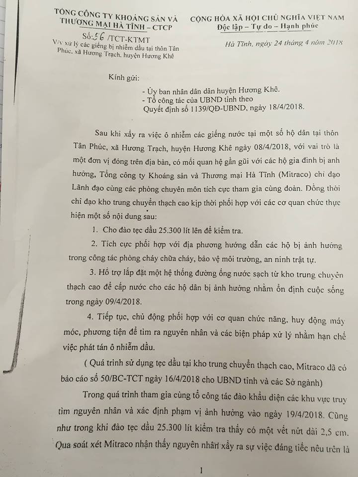 Đã tìm ra 'thủ phạm' khiến nước giếng nhiễm dầu tại Hà Tĩnh