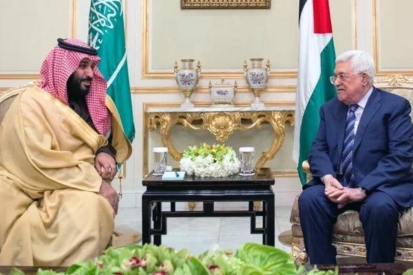 Thái tử Ảrập Xêút Mohammed bin Salman tại một cuộc hội đàm với Tổng thống Palestine Mahmoud Abbas. Ảnh: Jerusalem Post