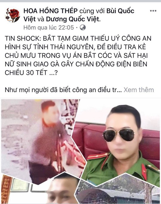 Fanpage HOA HỒNG THÉP thông tin về vụ việc - Ảnh chụp màn hình