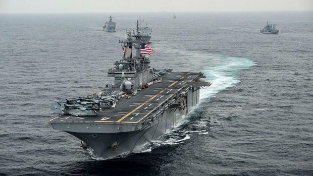 Tàu tấn công đổ bộ USS Boxer của Mỹ. (Nguồn: Getty Images)