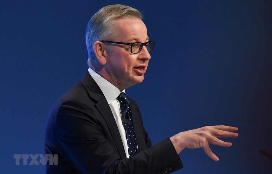 Bộ trưởng phụ trách điều phối kế hoạch Brexit không thỏa thuận Michael Gove phát biểu tại hội nghị thường niên của đảng Bảo thủ ở Manchester, Anh, ngày 29/9/2019. (Ảnh: AFP/TTXVN)