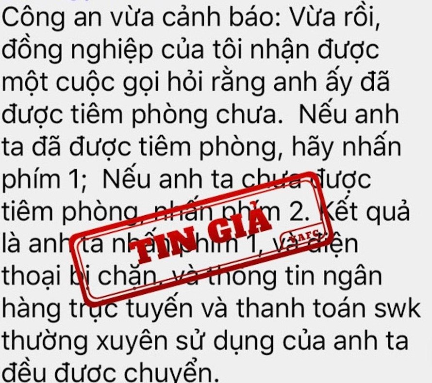 Thông tin về lừa đảo chiếm đoạt thông tin cá nhân trên mạng là tin giả