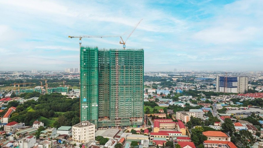 Toàn cảnh công trình dự án Opal Skyline tại thành phố Thuận An, Bình Dương. 