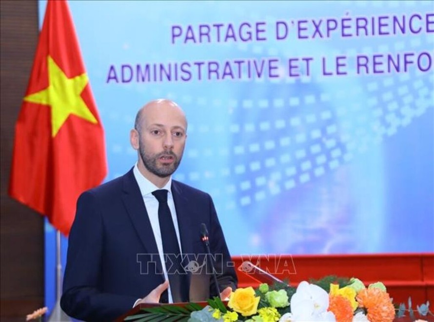 Ông Stanislas Guérini, Bộ trưởng Bộ Chuyển đổi và Công vụ Pháp. Ảnh: Văn Điệp